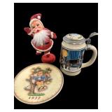 Budweiser Beer Sign, Vintage Santa & Goebel Plate