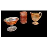 (3) pc Marigold Carnival Glass