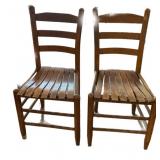(2) Old Ladder-back Slat Chairs