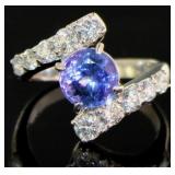 Platinum 3.11ct Natural Sapphire/ VVS Diamond Ring