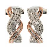 Two Tone Diamond Accented French Lock Earrings