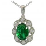 Oval 1.75 ct Emerald & Diamond Necklace