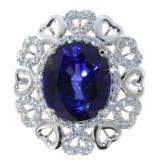 14k Gold 23.07 ct Sapphire & Diamond Ring