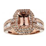 14kt Gold 2.10 ct Natural Morganite & Diamond Ring