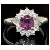 Platinum 1.55 ct GIA Ruby & Diamond Ring