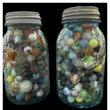 Ball Mason Blue Quart Jar Full Marbles