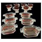 (12) Pc Ruby & Clear Glass Ashtrays & Pitchers