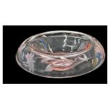 Etched Glass Pink Depression Flip Bowl