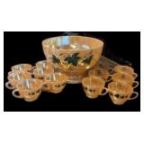 Fire King Luster Ware Punch Bowl Set
