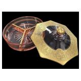 Pink Depression Divided Candy Dish wï¿½ Gold Lid