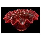 Vintage Ruby Ruffled Edge Bowl