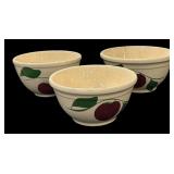 (3) Apple Watt Mixing Bowls (Age Cracks)
