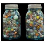 Blue Ball Mason Quart Jars Full Marbles