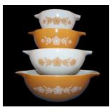Pyrex 4 pc Butterfly Gold Mixing Bowl Set