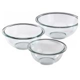 3 pc Clear Pyrex Mixing Bowls