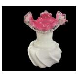 Fenton Case Glass Pink & White Vase