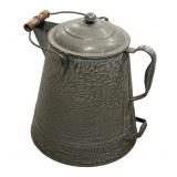 Vintage Gray Graniteware Kettle Cowboy Coffee Pot