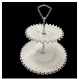 Fenton Silver Crest 2 Tier Sandwich Dish