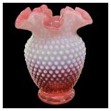 6 ï¿½ Fenton Cranberry Hobnail Vase