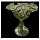 Fenton Green Thumbprint Pedestal Candy Dish