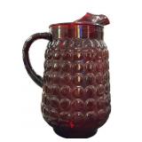 Anchor Hocking Ruby Bubble Glass Pitcher