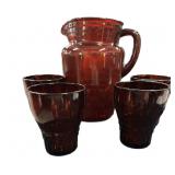 Ruby Pitcher & Glasses