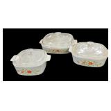 (3) Wildflower Corning Ware Bowls wï¿½ Lids