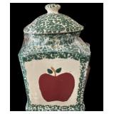 Green Sponge-ware Apple Design Cookie Jar