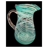 Hand Blown Aqua Pitcher
