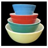 (4) Pc Primary Color Pyrex Mixing Bowls