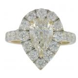 14k Gold 2.60 ct VVS Pear Cut Lab Diamond Ring
