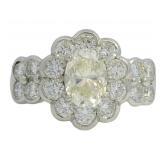Platinum 2.22ct Natural Oval Fancy VS Diamond Ring
