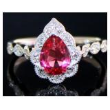 Pear Cut 1.25 ct Ruby & Diamond Ring