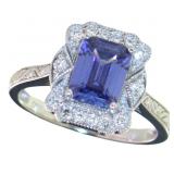 Antique Style 3.09 ct Tanzanite & Diamond Ring