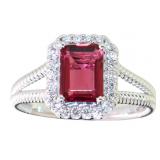 Emerald Cut 1.75 ct Ruby & Diamond Ring