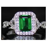 Radiant Cut Emerald Dinner Ring