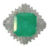 Platinum 4.55 ct Natural Emerald & Diamond Ring