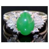 Platinum 2.06 ct Natural Jade & Diamond Ring