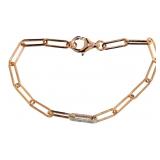 Natural Diamond Rose Paper Clip Bracelet