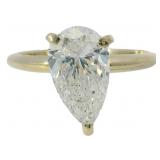 14kt Gold 2.11 ct Pear Lab Diamond Solitaire Ring