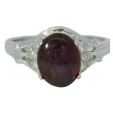 Platinum 3.12 ct Natural Star Ruby & Diamond Ring