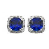 14kt Gold 3.15 ct Sapphire & Diamond Earrings