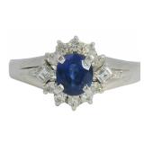 Platinum Natural Sapphire & VS Diamond Ring