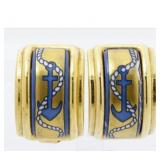 Hermes Gold Cloisonne Clip On Earrings