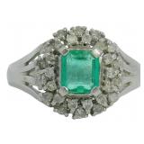 Platinum .71 ct Natural Emerald & Diamond Ring