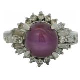 Platinum 4.13 ct Natural Star Ruby & Diamond Ring