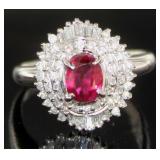 Platinum 1.52 ct GIA Ruby & Diamond Ring