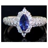 Platinum 1.67ct Natural Sapphire & VS Diamond Ring