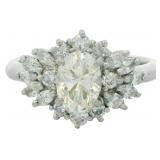 Platinum 1.70 ct Natural Oval Cut Diamond Ring