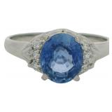 Platinum 1.86 ct Natural Sapphire & Diamond Ring